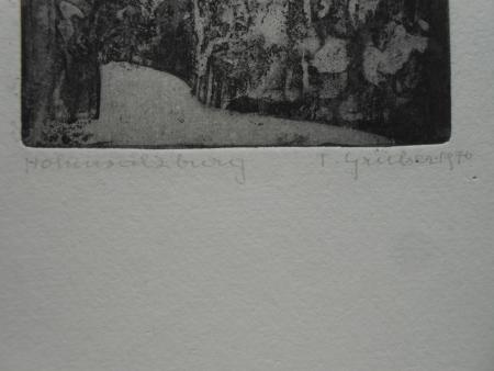 Therese GRUBER Bozen Marconistraße Salzburg HOHENSALZBURG Radierung von 1970